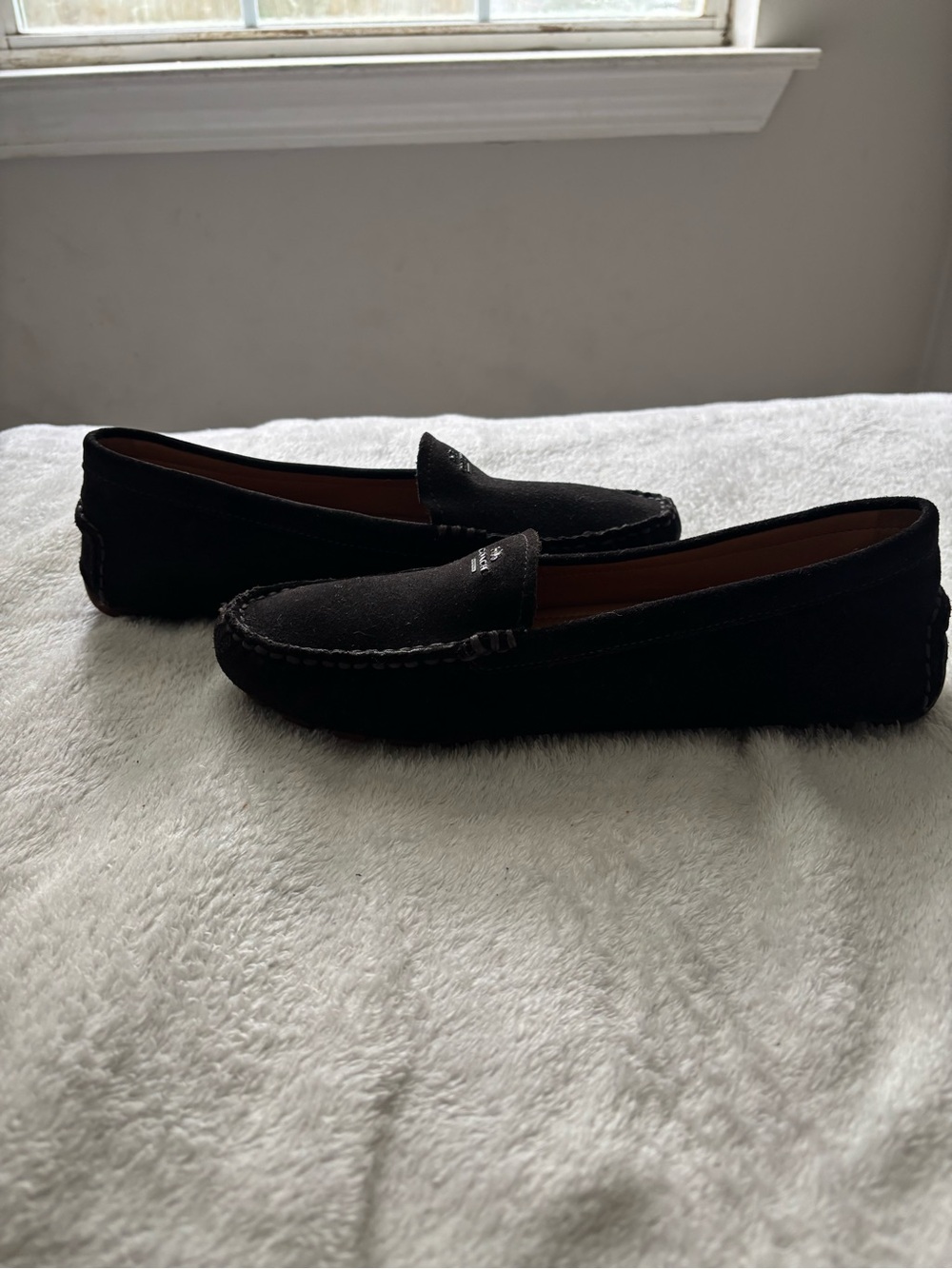 Coach Women’s Black Suede Moccasin Monogram  Loafers Size 8